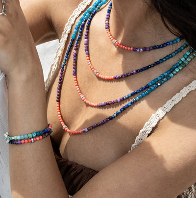 SUNSET Edelsteinarmband – türkis bis koralle – OCEAN
