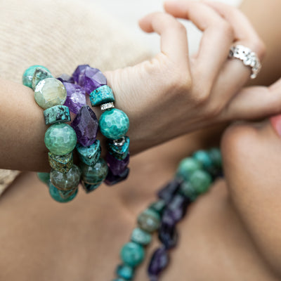 NUGGET Edelsteinarmband– lila & grün– OCEAN