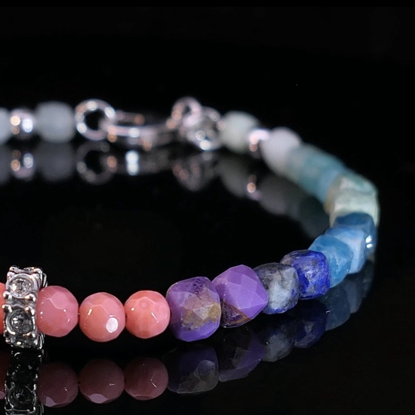 SUNSET Edelsteinarmband – türkis bis koralle – OCEAN