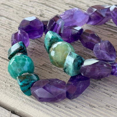 NUGGET Edelsteinarmband– lila & grün– OCEAN