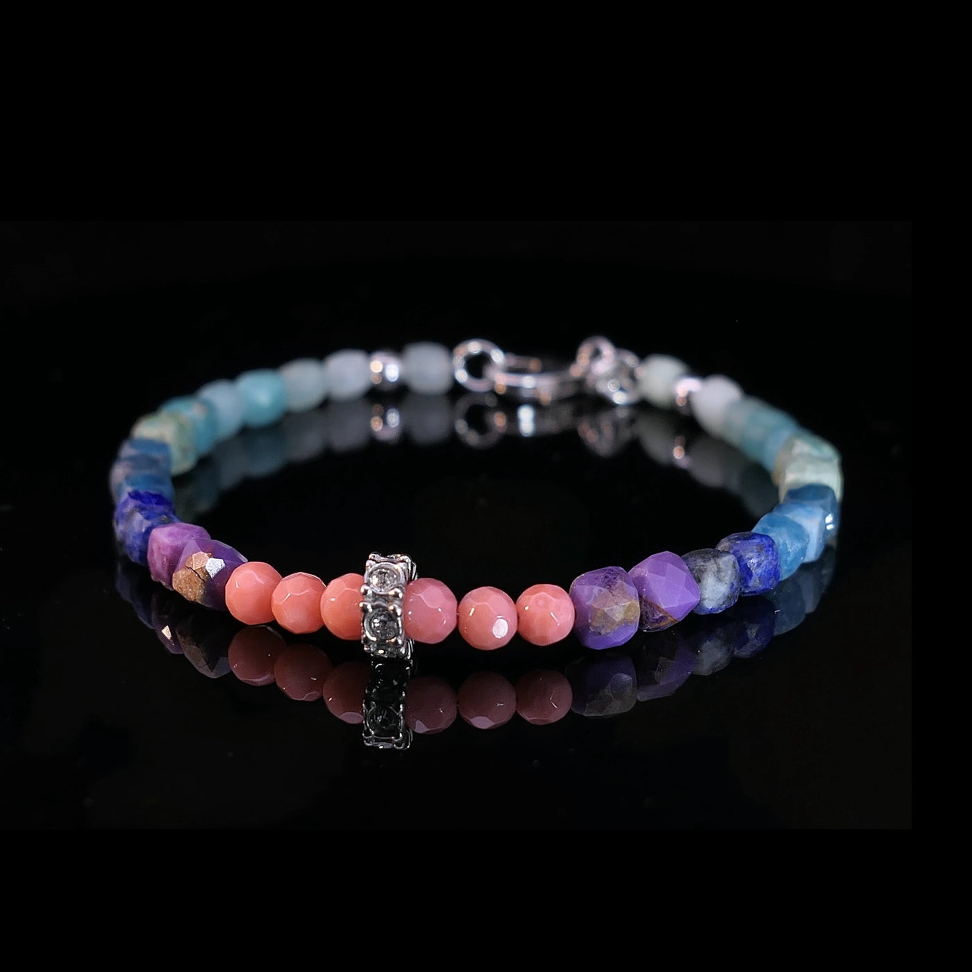 SUNSET Edelsteinarmband – türkis bis koralle – OCEAN