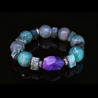 NUGGET Edelsteinarmband– türkis & lila – OCEAN