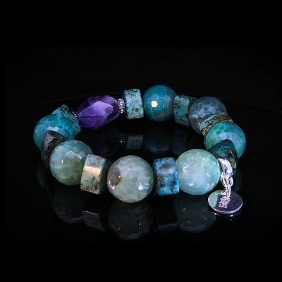 NUGGET Edelsteinarmband– türkis & lila – OCEAN