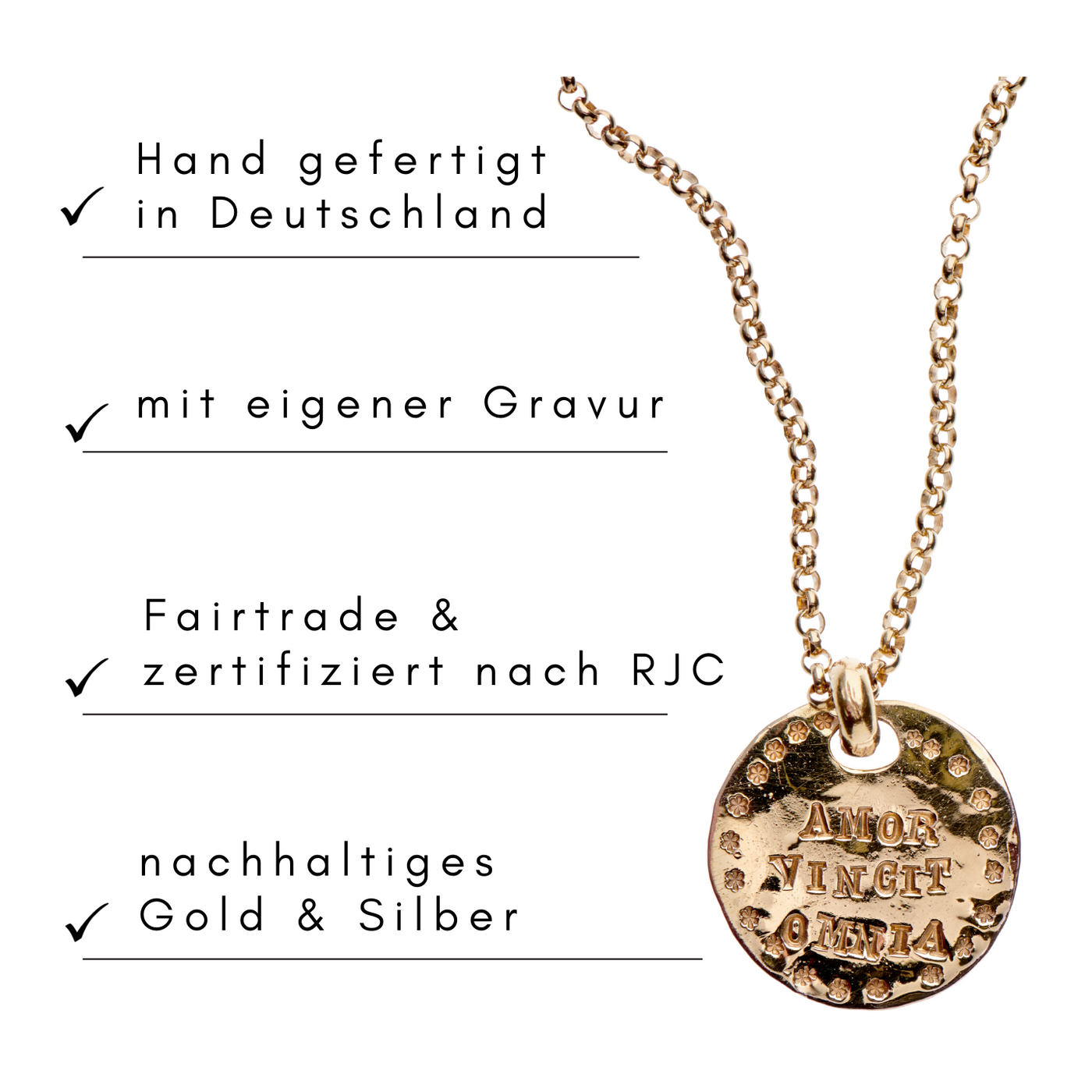 Silberkette mit Anker, Herz & Kreuz Souldier | Glücksbringer | Massive Kette | gehämmerter Schmuck | CAPULET Schmuck Werkstatt München