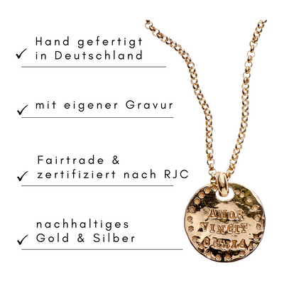 Herzkette Valentina | Kette mit Gravur | Halskette Damen | CAPULET Schmuck Werkstatt München