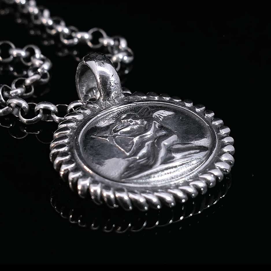 Schwere_Silberkette_Amor_Kette_mit_Muenze_antik_CAPULET_Schmuck_Werkstatt_Muenchen