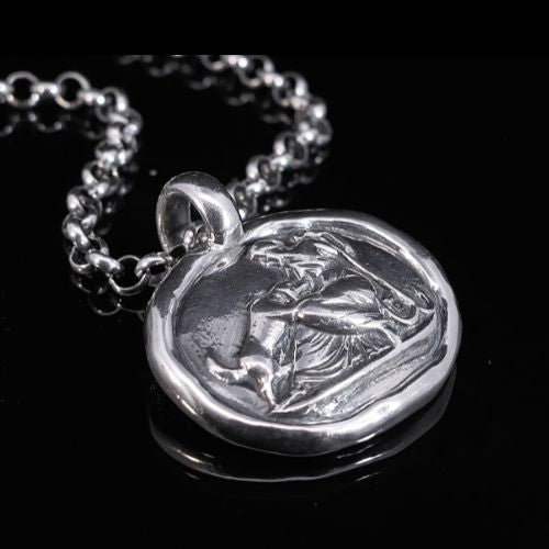 Schwere_Silberkette_Artemis_Kette_mit_Muenze_antik_CAPULET_Schmuck_Werkstatt_Muenchen
