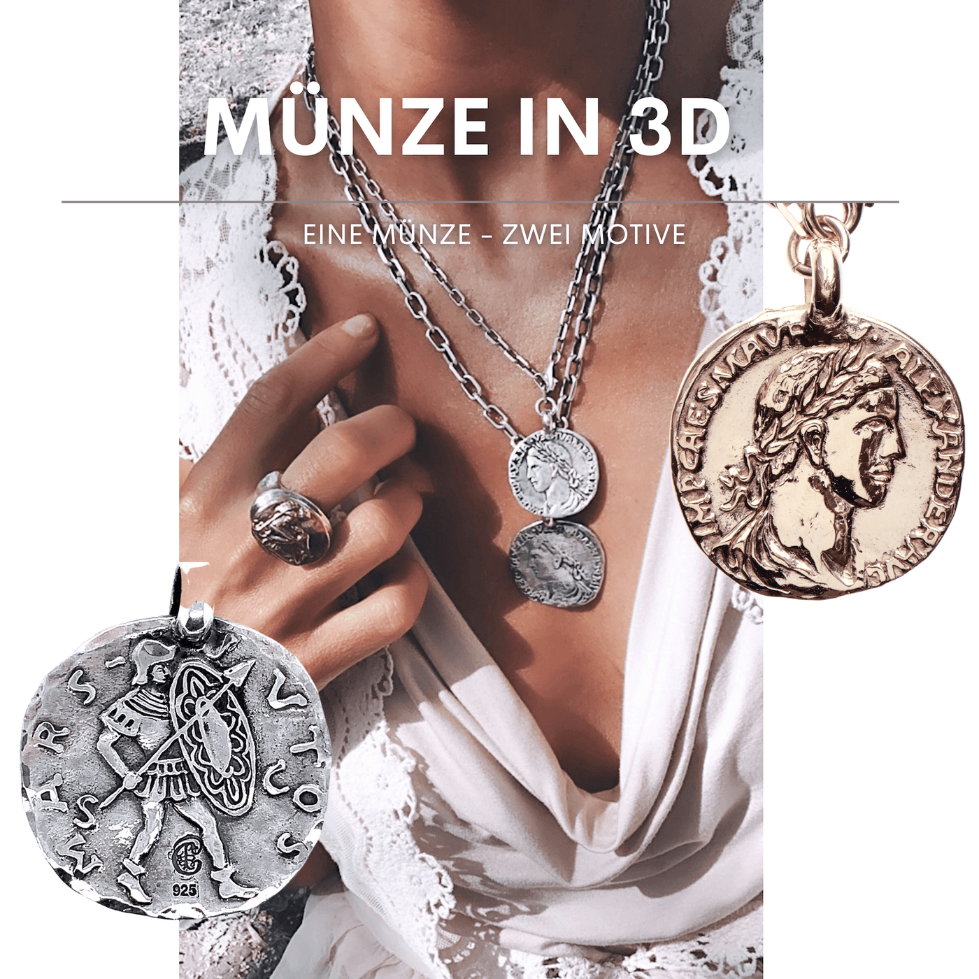 Kette mit Münze Greatest | Kette mit Alexander der Große | Silberkette | massiver Schmuck | CAPULET Schmuck Werkstatt München