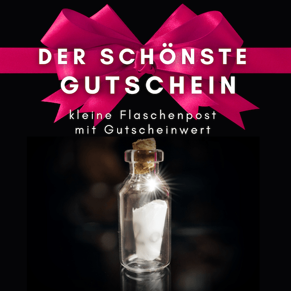 Geschenkidee Gutschein | Last minute Geschenke | Fläschchen mit Gutschein | Gutschein Vorlage | CAPULET Schmuck Werkstatt München