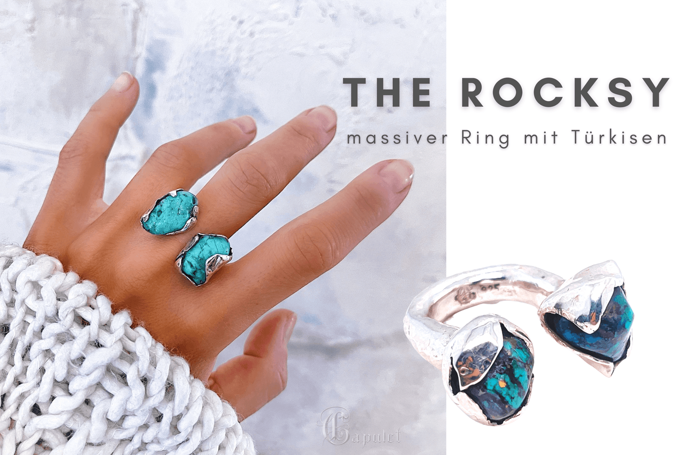 Ring mit Türkisen Rocksy | massiver Ring| Ringe gehämmert | CAPULET Schmuck Werkstatt München