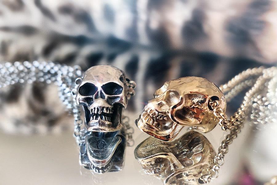 Skull Halskette silber Totenkopf Edelstahlkette poliert Königskette