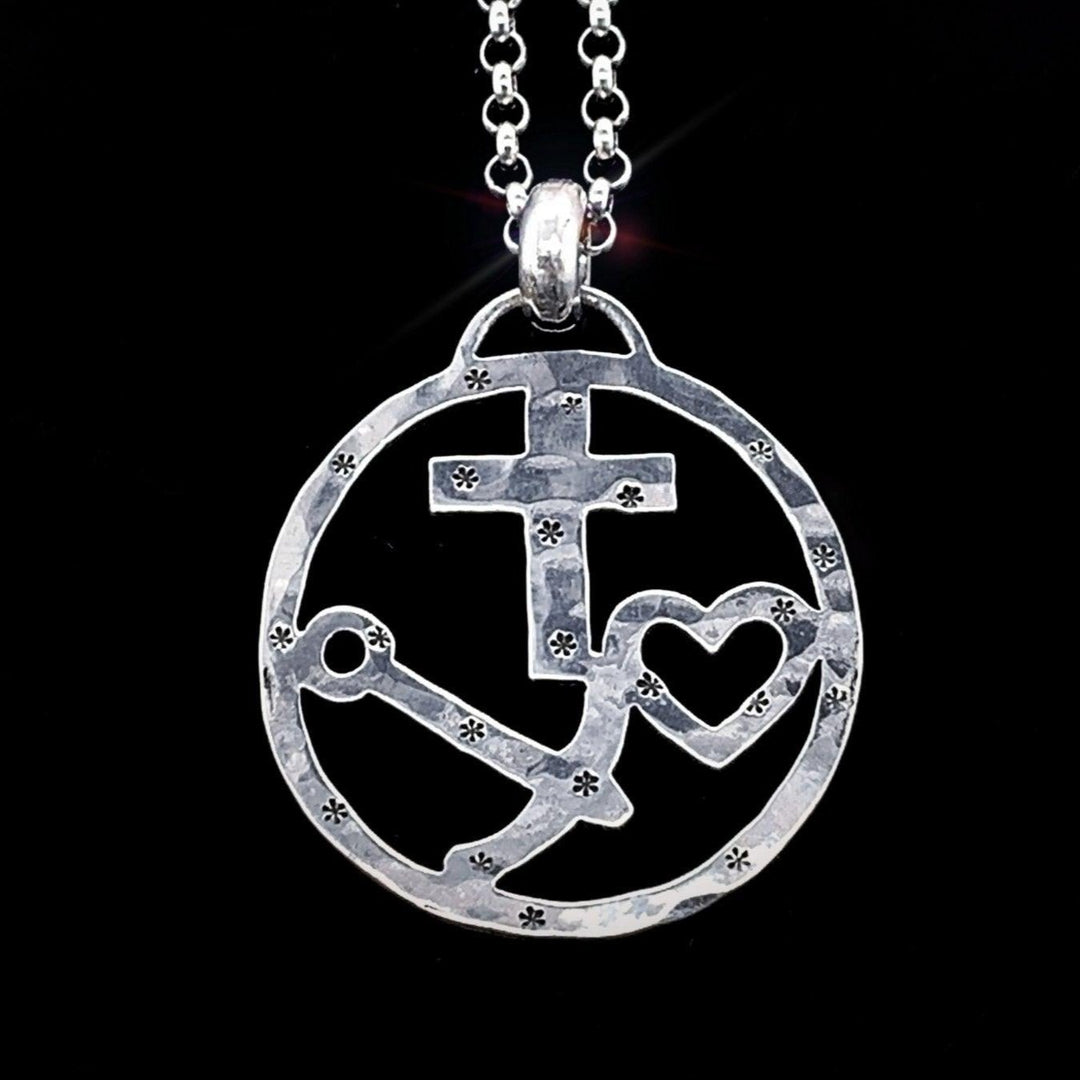 NKlaus Sterlingsilber Anhänger 'Glaube Liebe Hoffnung' - Glücksbringer 925er Silber