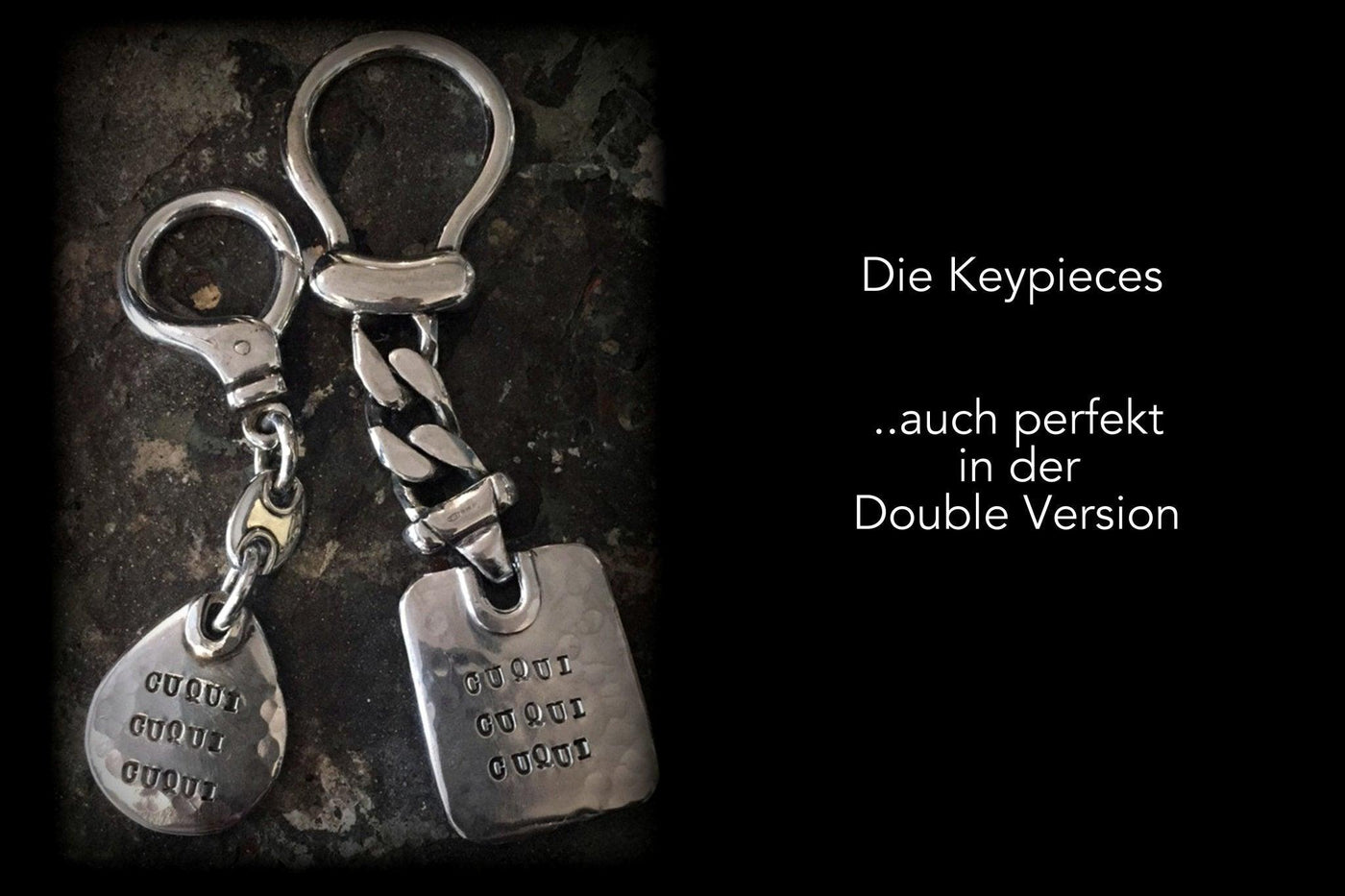 Schlüsselanhänger mit Gravur Quader | Schlüsselanhänger Silber | gehämmerter Schmuck | CAPULET Schmuck Werkstatt München